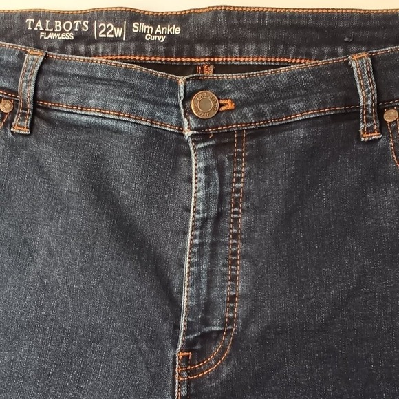 Talbots Womens Flawless Slim Ankle Curvy High Rise Dark Wash Jeans Size 22W - Picture 3 of 10